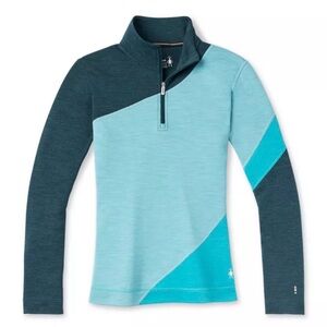Smartwool Merino 250 Baselayer Colorblock 1/4 Zip Top, blue, women's medium
